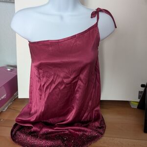 Elegant Burgundy Satin Women's Top